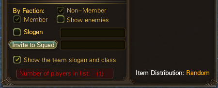 Squad loot settings display