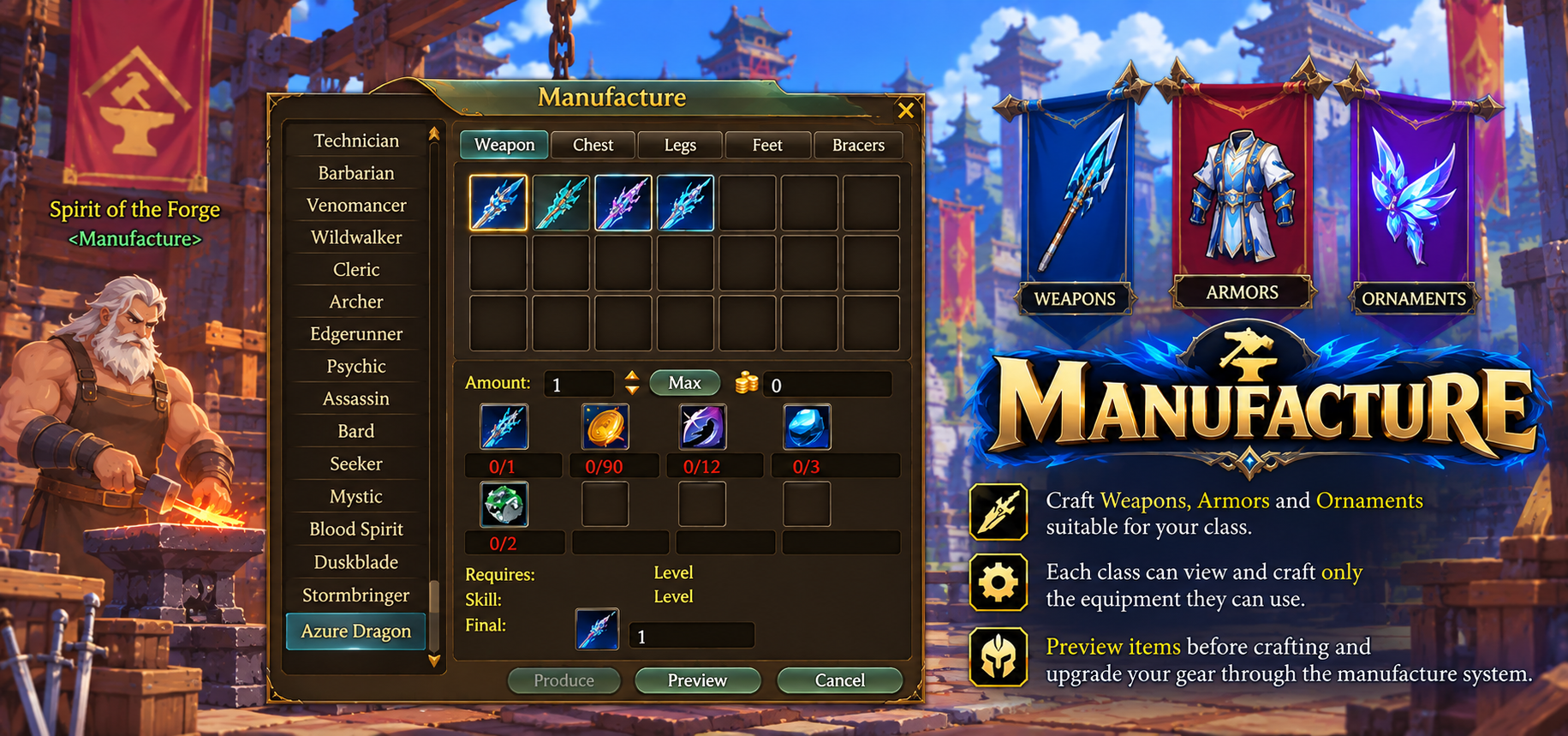 Crafting Menu class filter